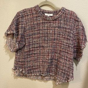 IRO Blue and Red Tweed Top